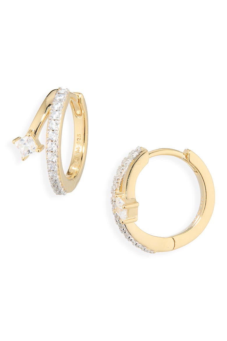 Crystal Illusion Huggie Earrings, Main, color, GOLD