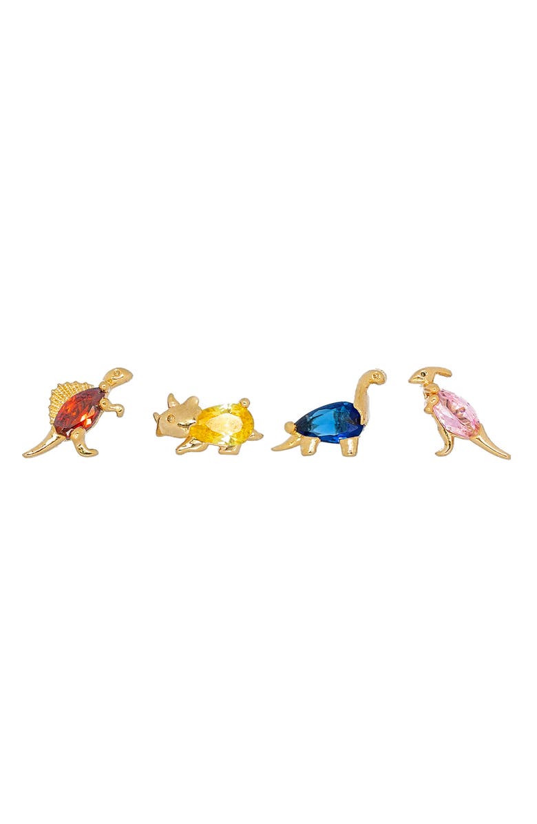 Girls Crew Dinosaur Dance Set of 4 Mismatched Stud Earring Set, Main, color, 