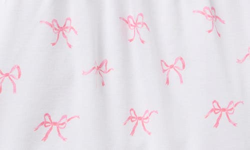 Petite Plume Bow Print Pima Cotton Romper In White/pink