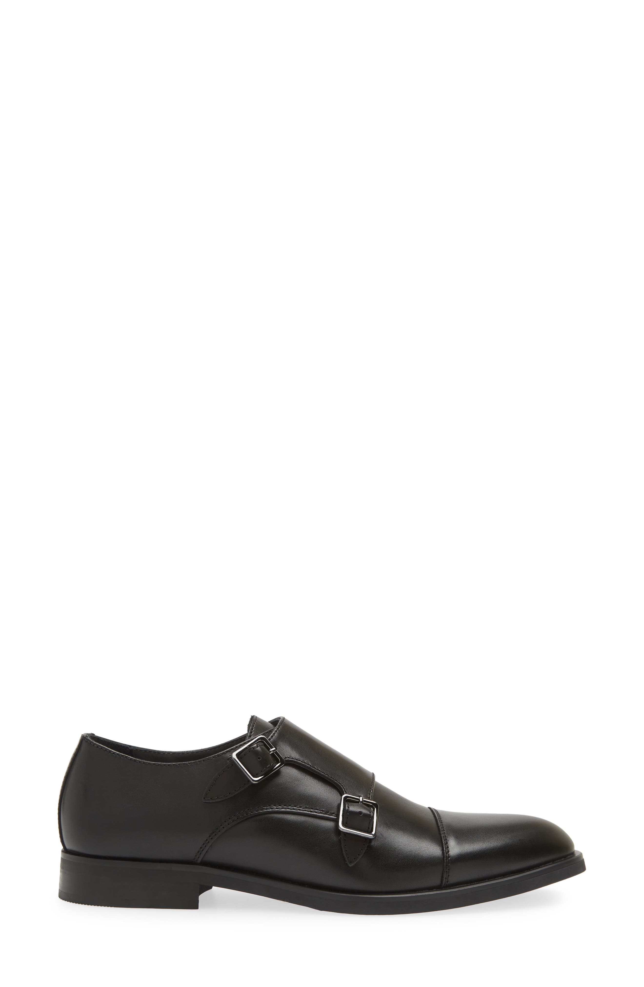 Nordstrom Edison Double Monk Strap Shoe, Alternate, color, Black