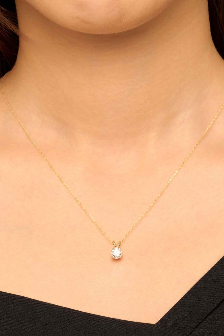 14K Solid Gold Luminous 1 Carat Lab Diamond Classic Solitaire Necklace, Alternate, color, White Gold, Lab Diamonds