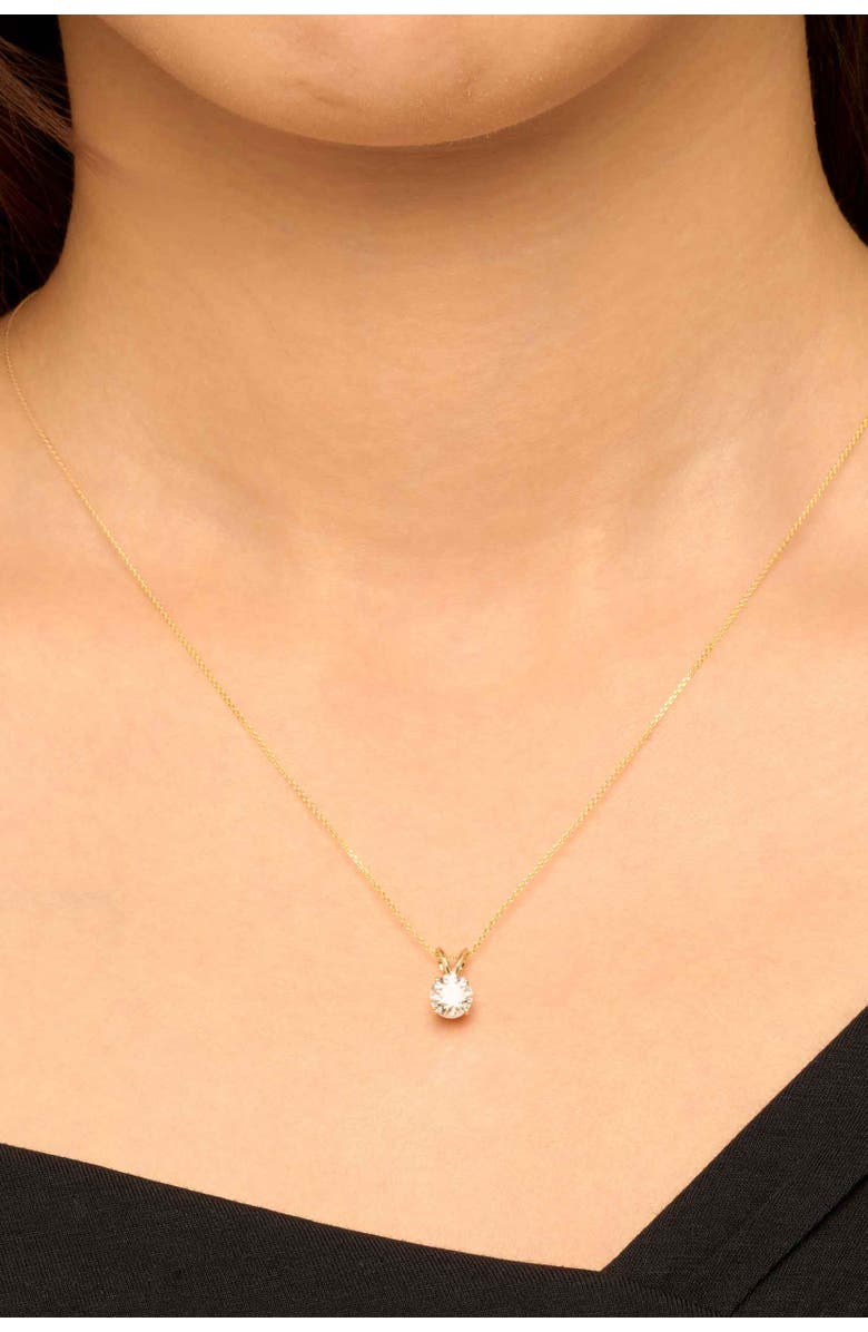 Oradina 14K Solid Gold Luminous 1 Carat Lab Diamond Classic Solitaire Necklace, Alternate, color, White Gold, Lab Diamonds