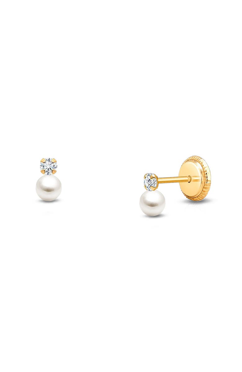 Tiny Blessings 14K Gold 3mm Pearl Drop Studs Screw Back Earrings, Main, color, 14K Yellow Gold