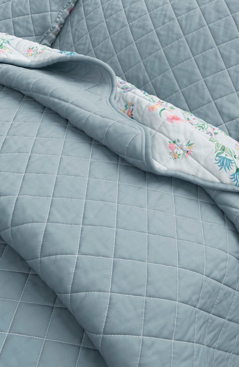 Woven & Weft Floral Scalloped Cotton Quilt & Sham Set, Alternate, color, Thriving Flowers