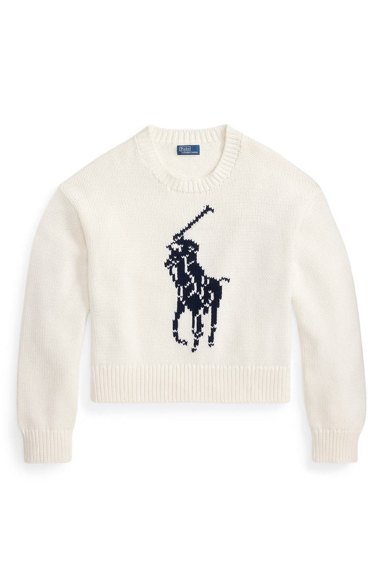 Polo Ralph Lauren Big Pony Cotton Crewneck Sweater, Alternate, color, White