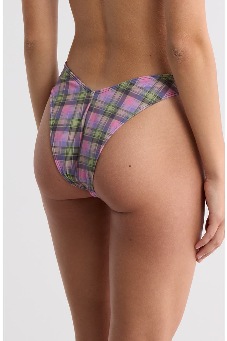 Emie High Leg V-Cut Bikini Bottoms, Alternate, color, VICTORIA PLAID