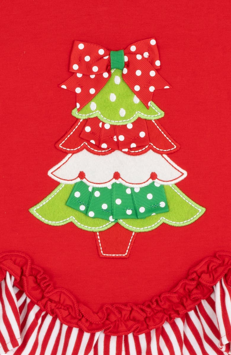 Rare Editions Christmas Tree Appliqué Top & Leggings Set, Alternate, color, Red