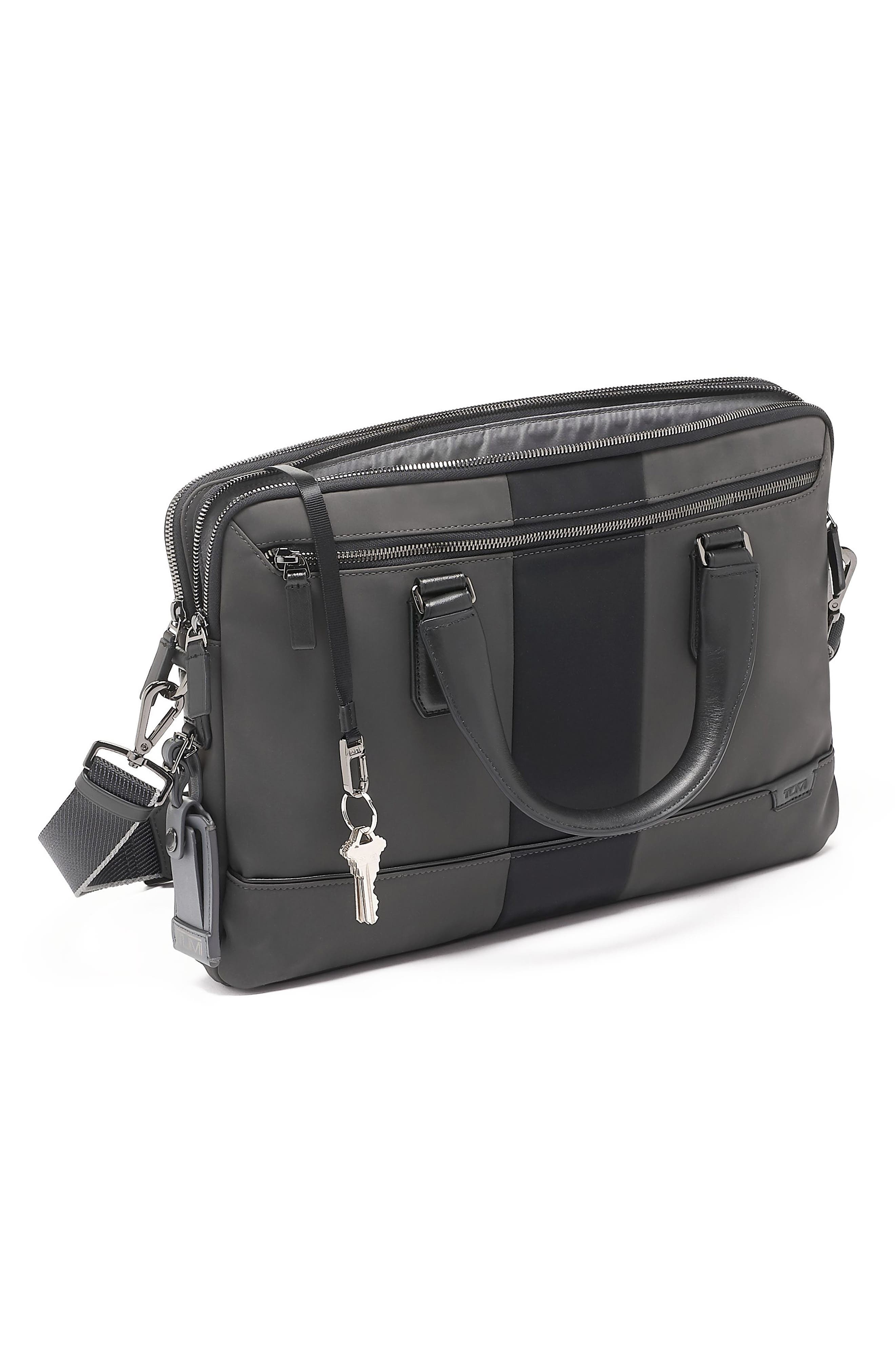 Sycamore Slim Nylon Briefcase, Alternate, color, GREY/ BLACK STRIPE