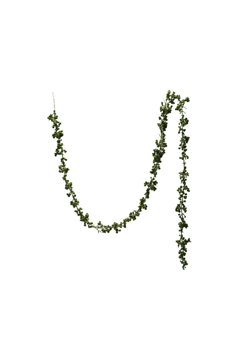 Flocked Foam Ball Garland, Green, Main, color, Green