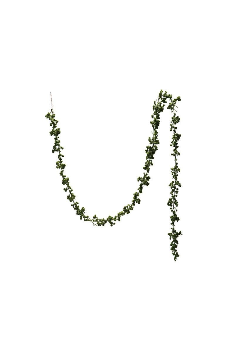 Storied Home Flocked Foam Ball Garland, Green, Main, color, 