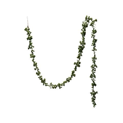 Flocked Foam Ball Garland, Green