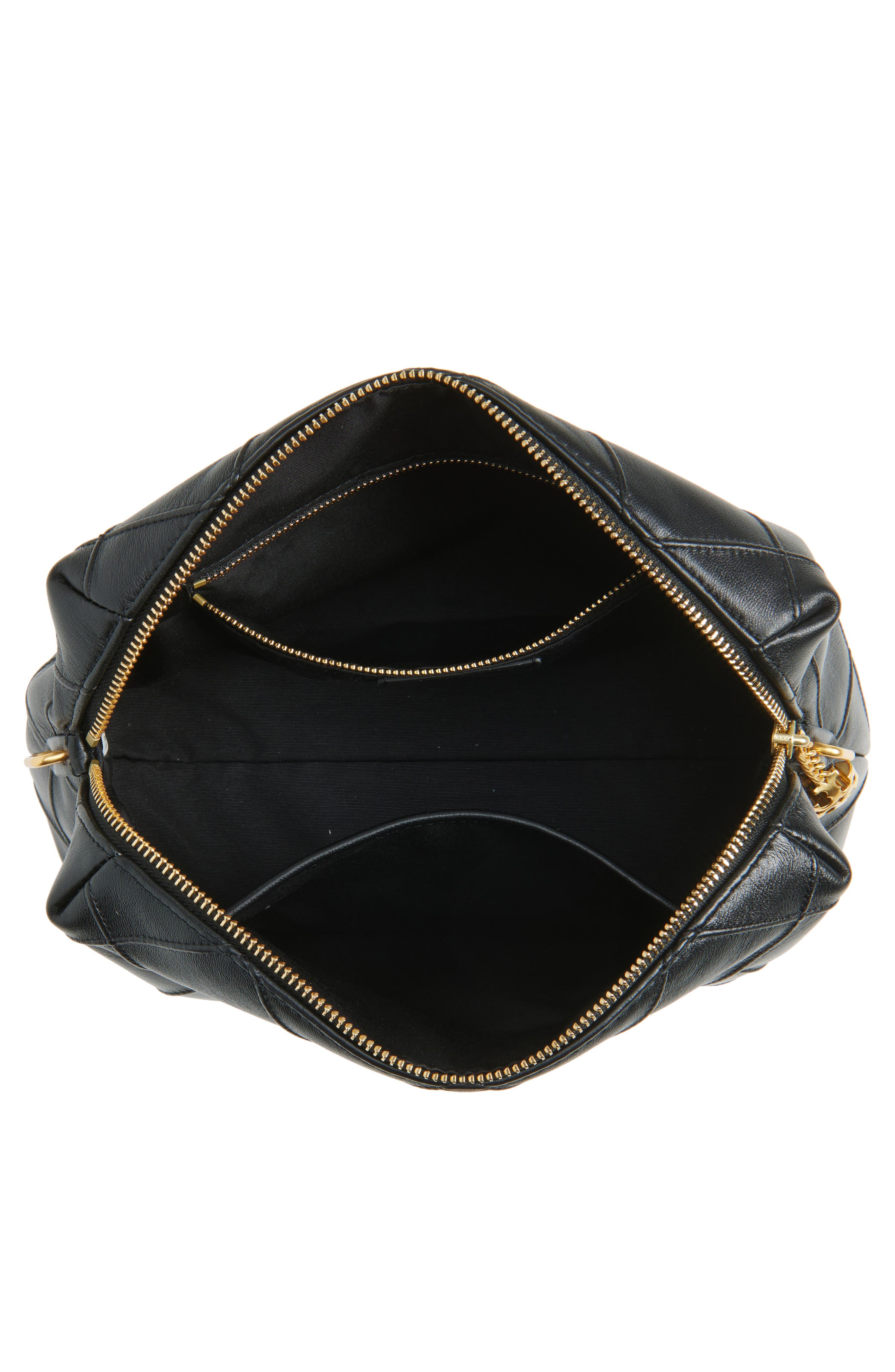 Tory Burch Large Fleming Leather Crossbody, Alternate, color, Black