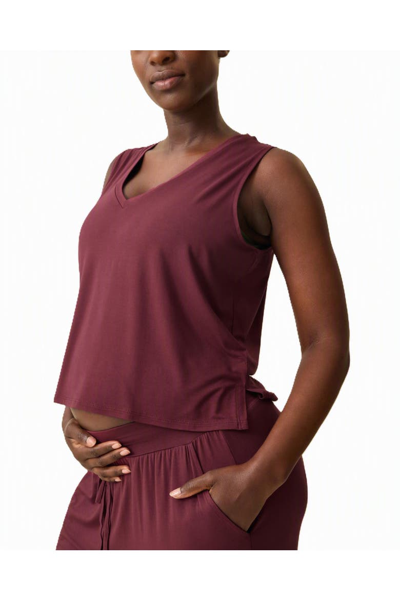 Aria Cropped V-Neck Tank, Alternate, color, Deep Burgundy