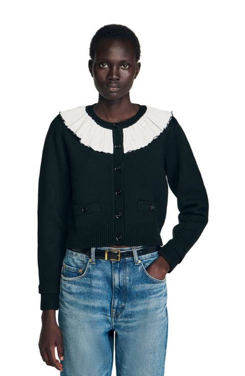 Cardigan with contrast collar