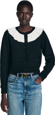 SANDRO Cardigan with contrast collar