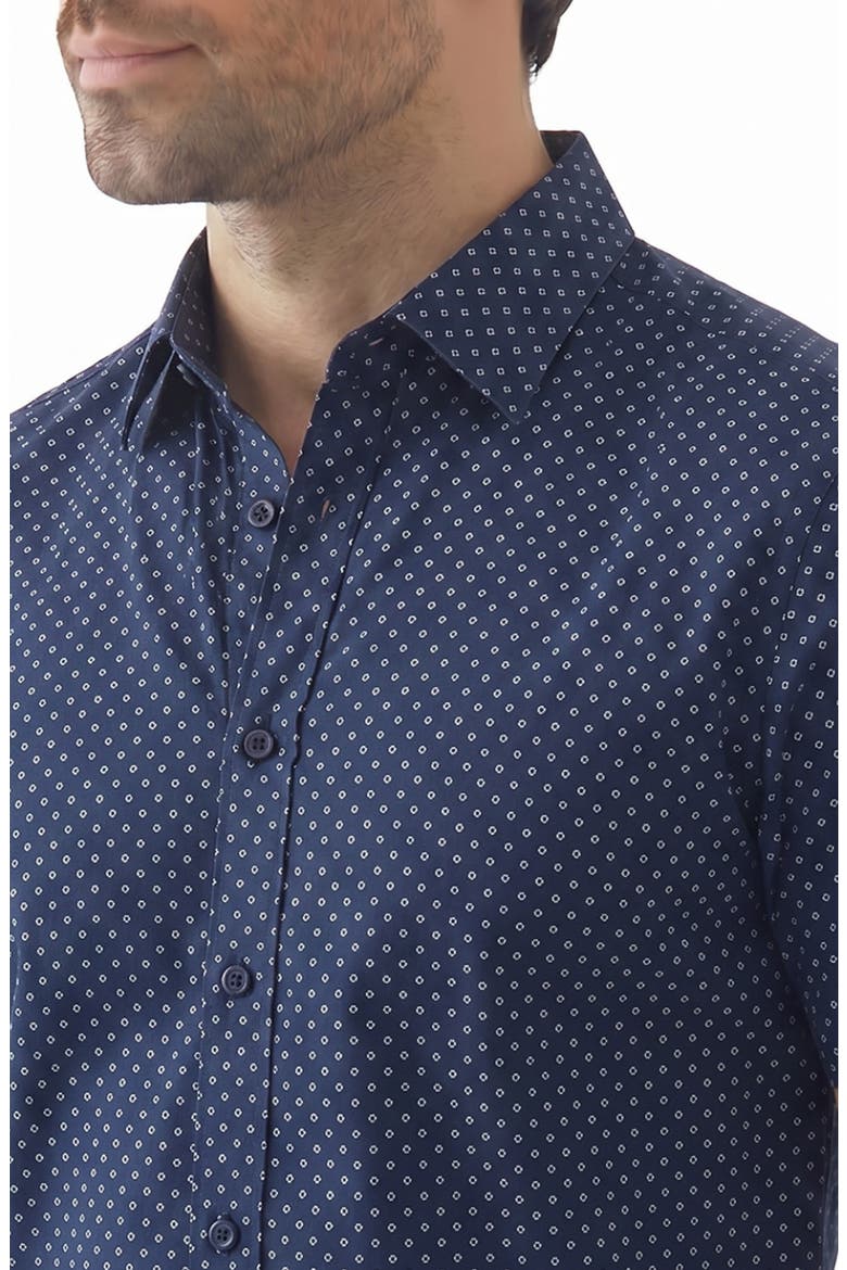 Geometric Print Performance Short Sleeve Shirt, Alternate, color, 41 NAVY