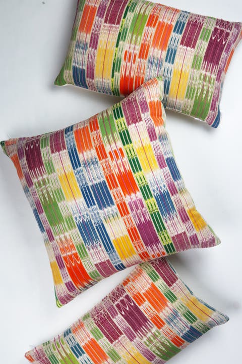 Vintage Handwoven  Carmen Ikat Pillow