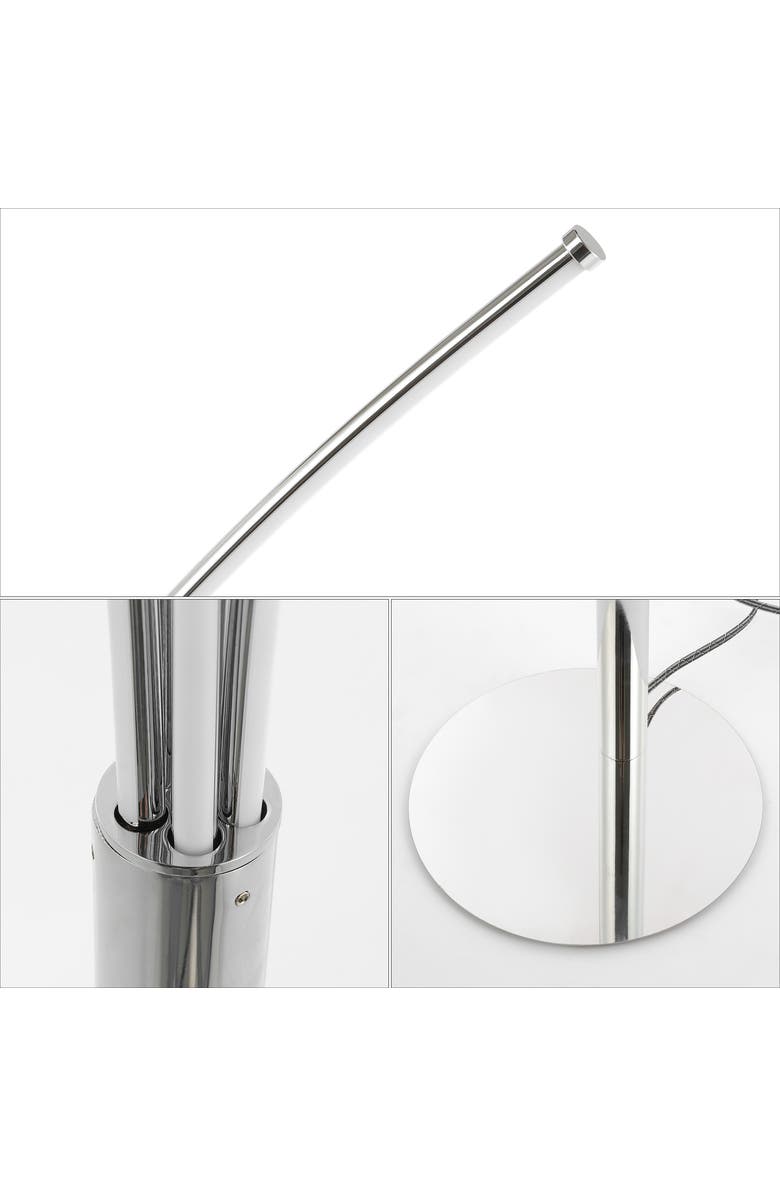 JONATHAN Y Fuochi Modern Minimalist Metal 5-Branch Arc Dimmable Integrated LED Floor Lamp with Remote Control, Alternate, color, Chrome