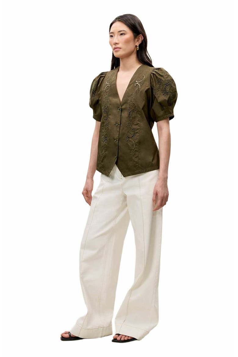 Raquel Twill Shirt, Alternate, color, OLIVE