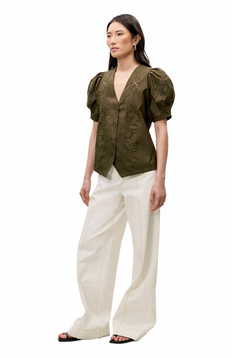 Rebecca Taylor Raquel Twill Shirt, Alternate, color, Olive
