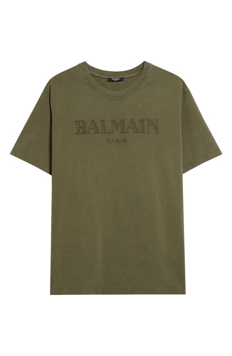Balmain Embroidered Logo Cotton T-Shirt, Alternate, color, Uia Kaki/ Kaki