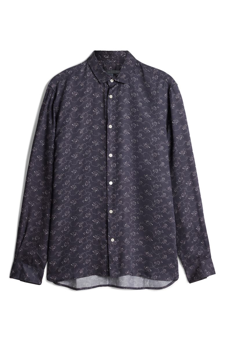 John Varvatos Ross Satin Button-Up Shirt, Alternate, color, Purple