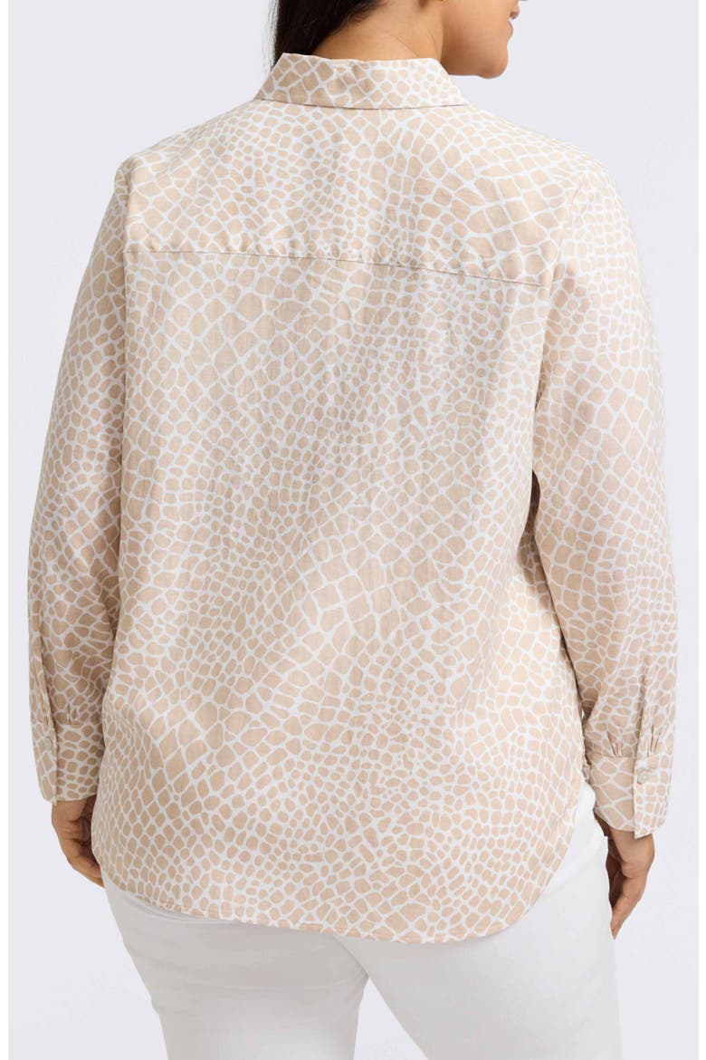 Meghan Giraffe Print Linen Blend Button-Up Shirt, Alternate, color, FLAX/ WHITE