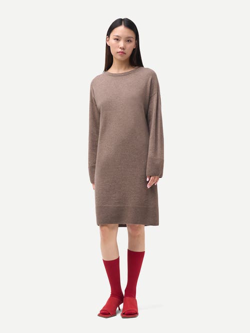Gobi Cashmere C-neck Knit Dress In Brown