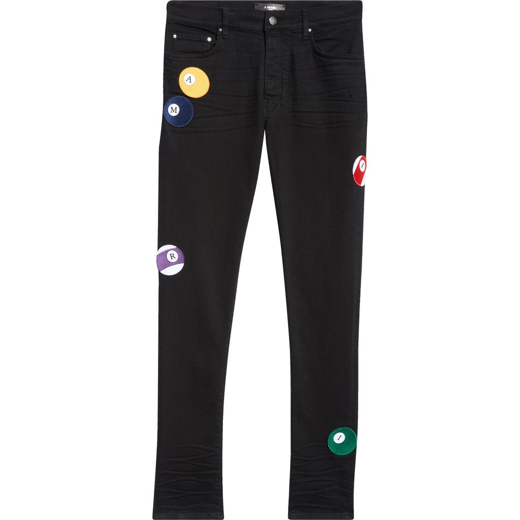 Amiri Pool Ball Patch Skinny Jeans In Black