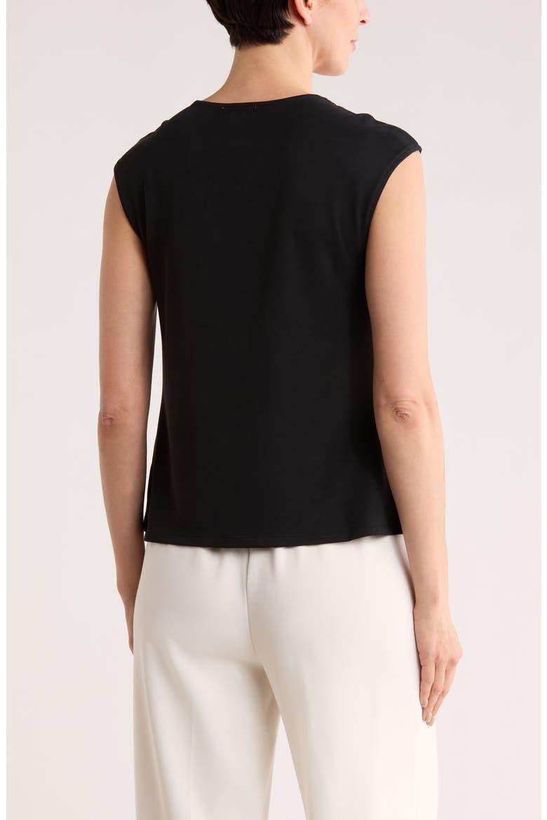 Twist Neck Cap Sleeve T-Shirt, Alternate, color, BLACK