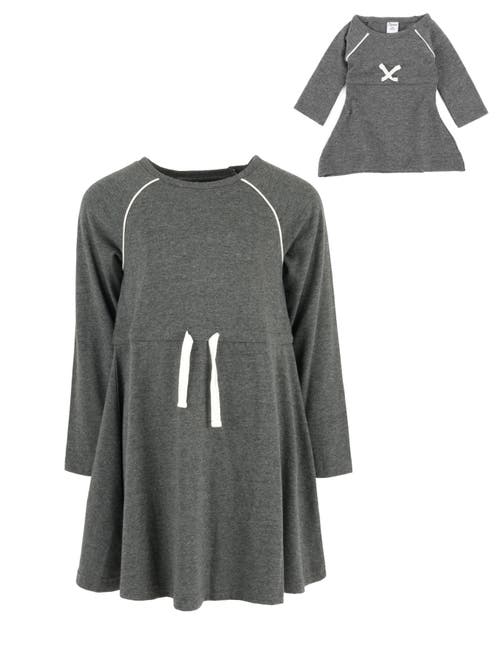 Leveret Girls Bow Tie Dress With Matching Doll Dress In Gray