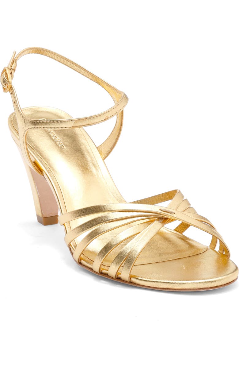 Reformation Paloma Ankle Strap Sandal, Main, color, Vintage Gold