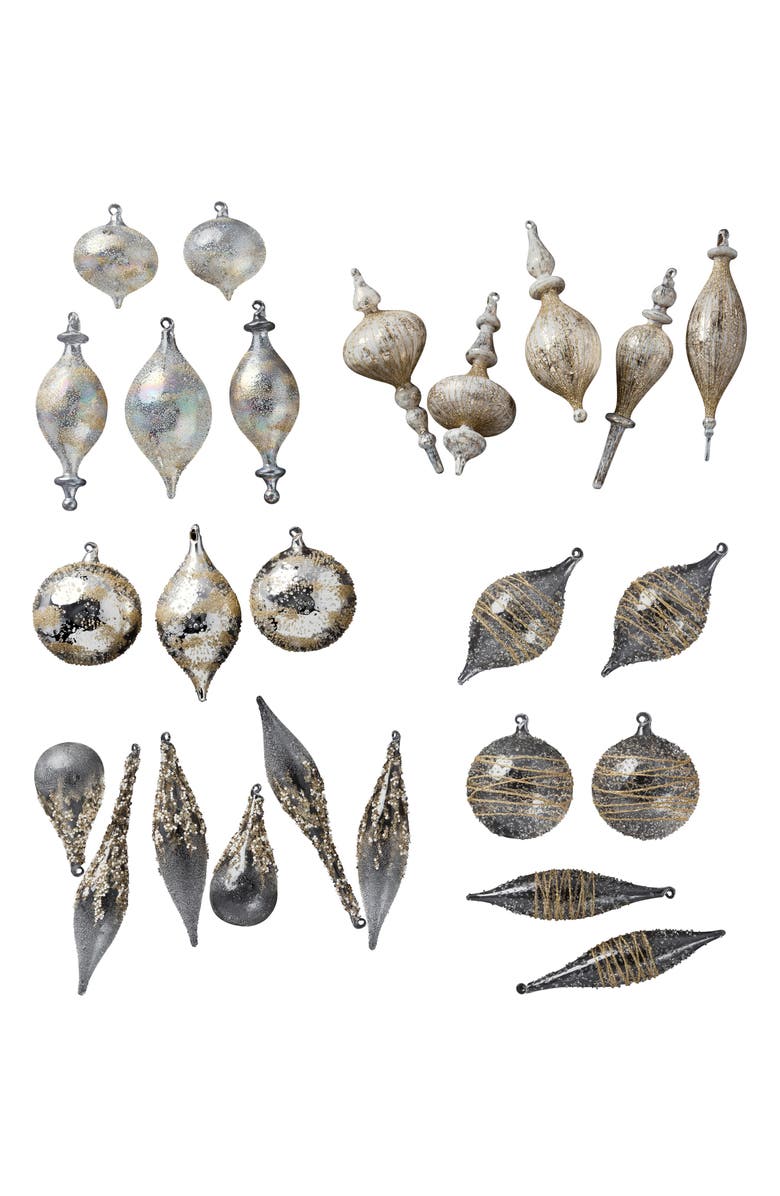 Balsam Hill Set of 25 Winter White Glass Ornaments, Main, color,