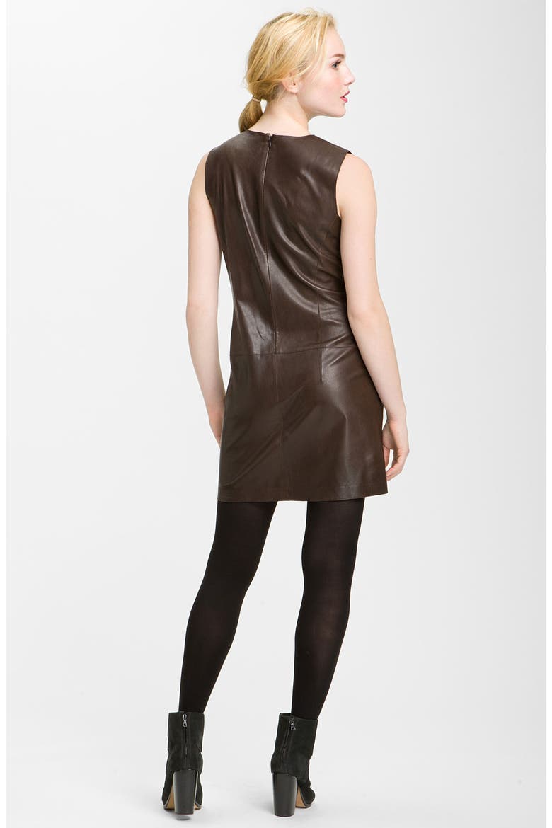 Leather Shift Dress, Alternate, color, DARK BROWN