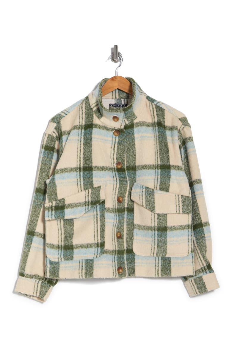 Cozy Brushed Knit Shacket, Alternate, color, AQUA/ GREEN PLAID