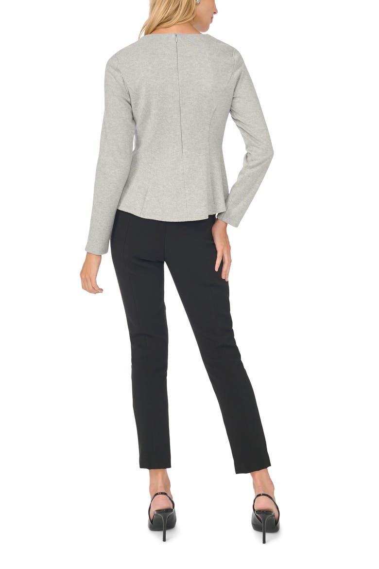 Long Sleeve Peplum Top, Alternate, color, LT HTHR GREY