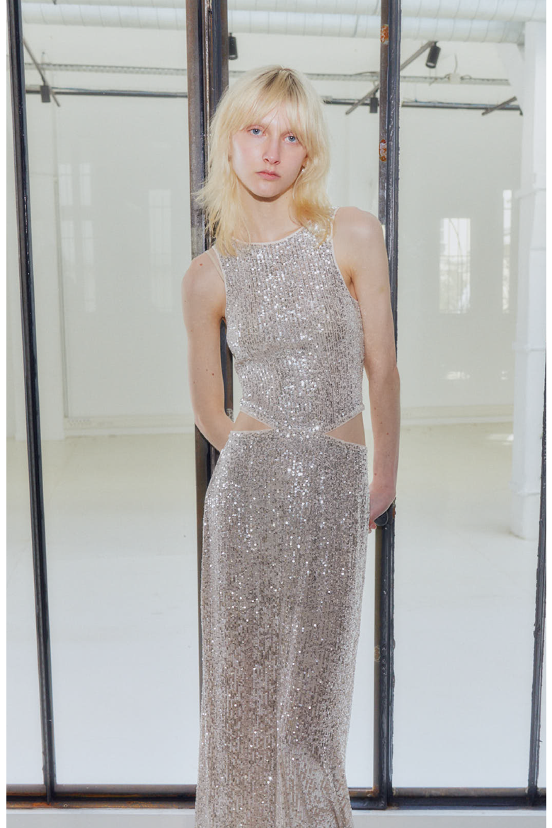 Cut Out Sequin Dress, Alternate, color, Beige / Champagne