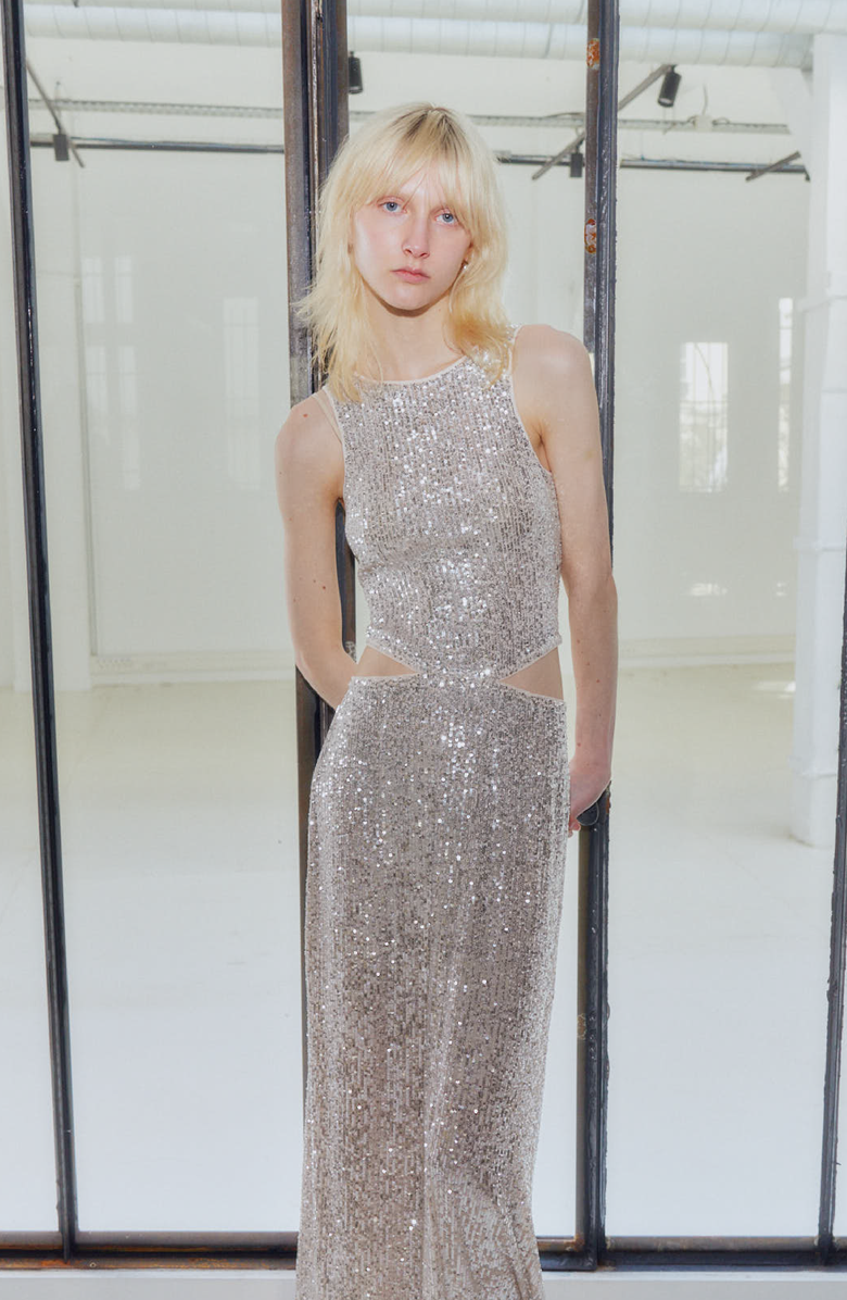 SAEMDI Cut Out Sequin Dress, Alternate, color, Beige / Champagne