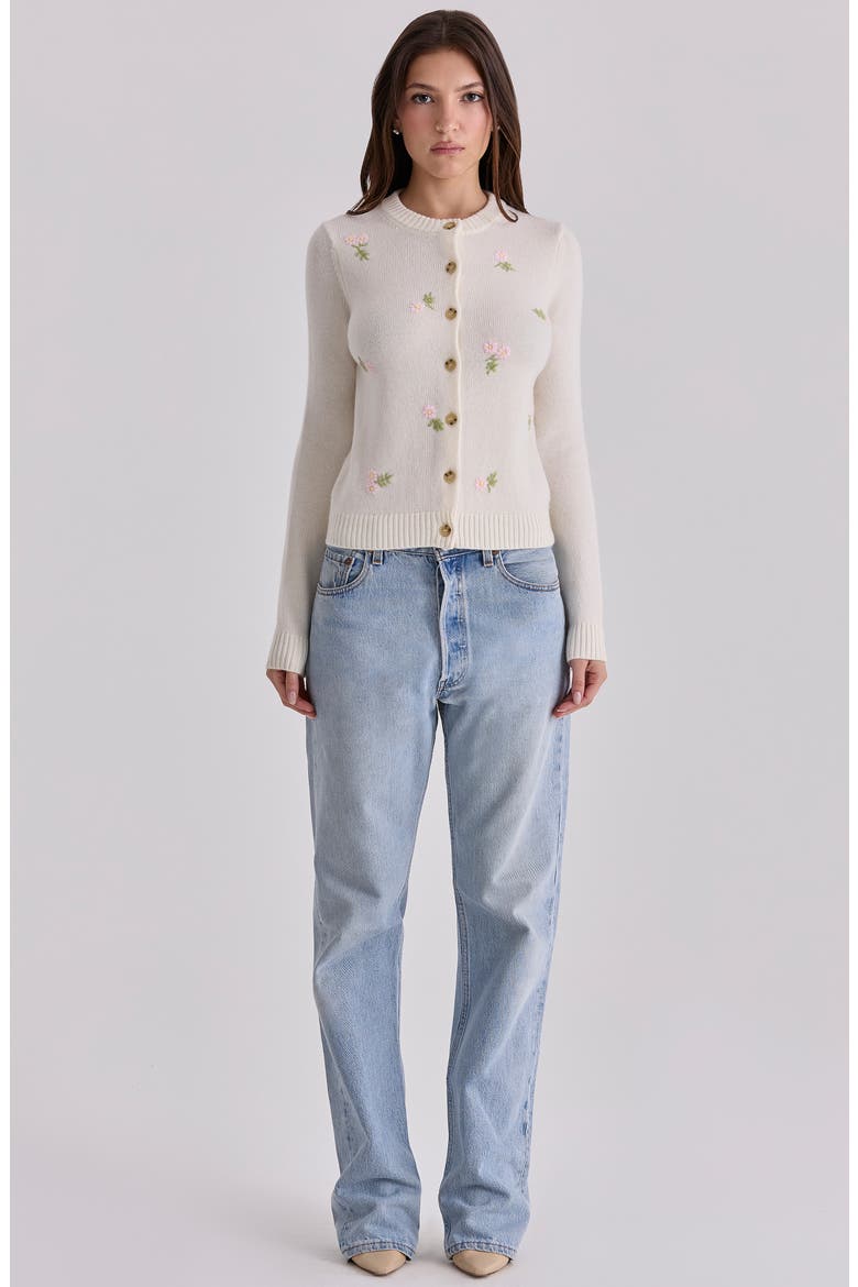 Poppie Embroidered Wool & Cashmere Cardigan, Alternate, color, IVORY