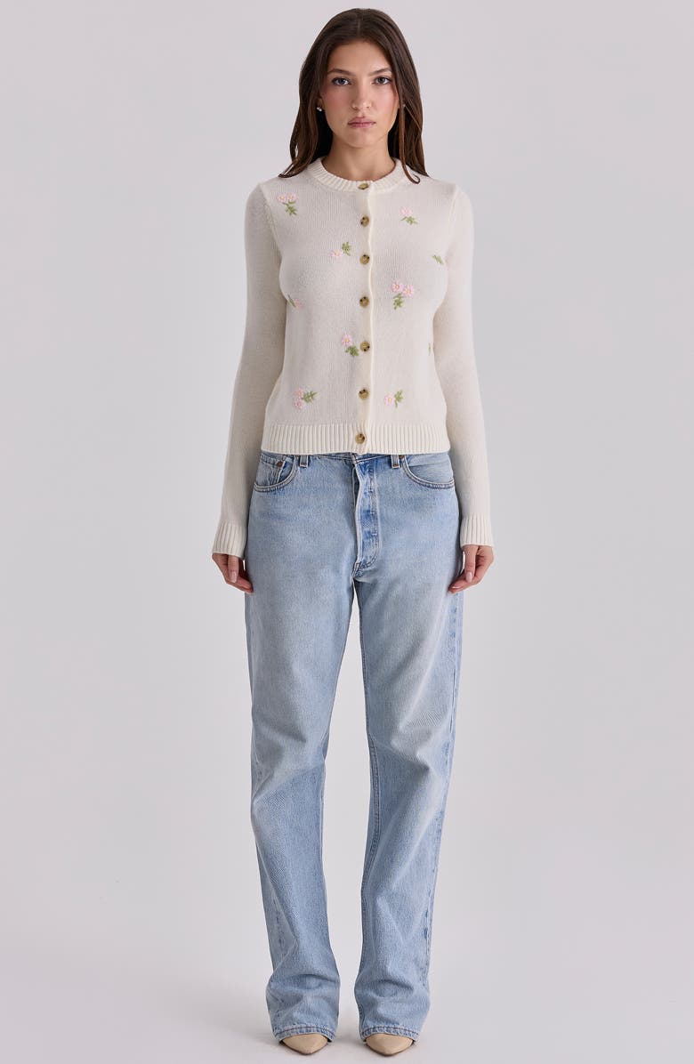 HOUSE OF CB Poppie Embroidered Wool & Cashmere Cardigan, Alternate, color, 