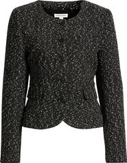 Nordstrom Textured Curved Hem Collarless Jacket