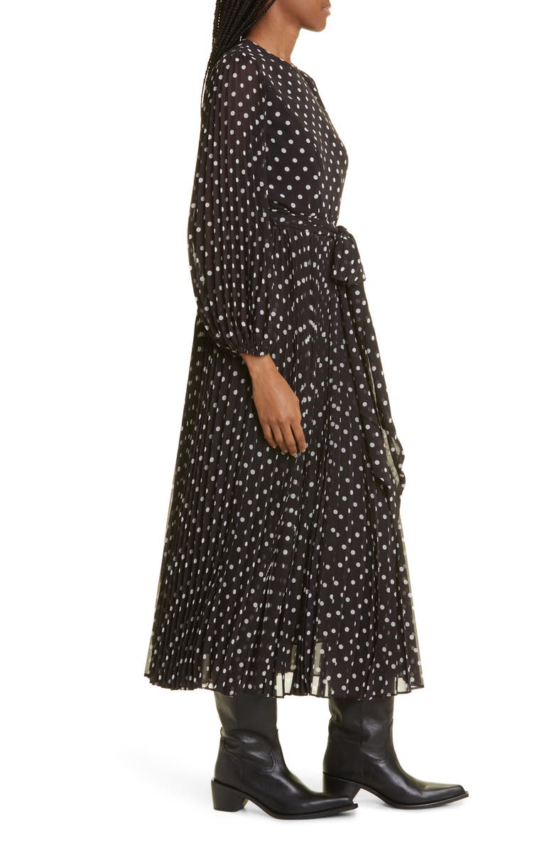 Zimmermann Polka Dot Long Sleeve Pleated Dress, Alternate, color, 