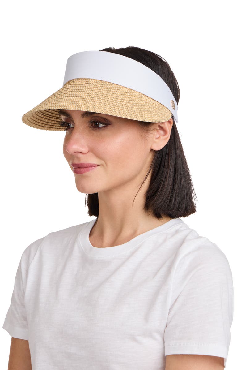 Bruno Magli Straw Visor, Alternate, color, Natural