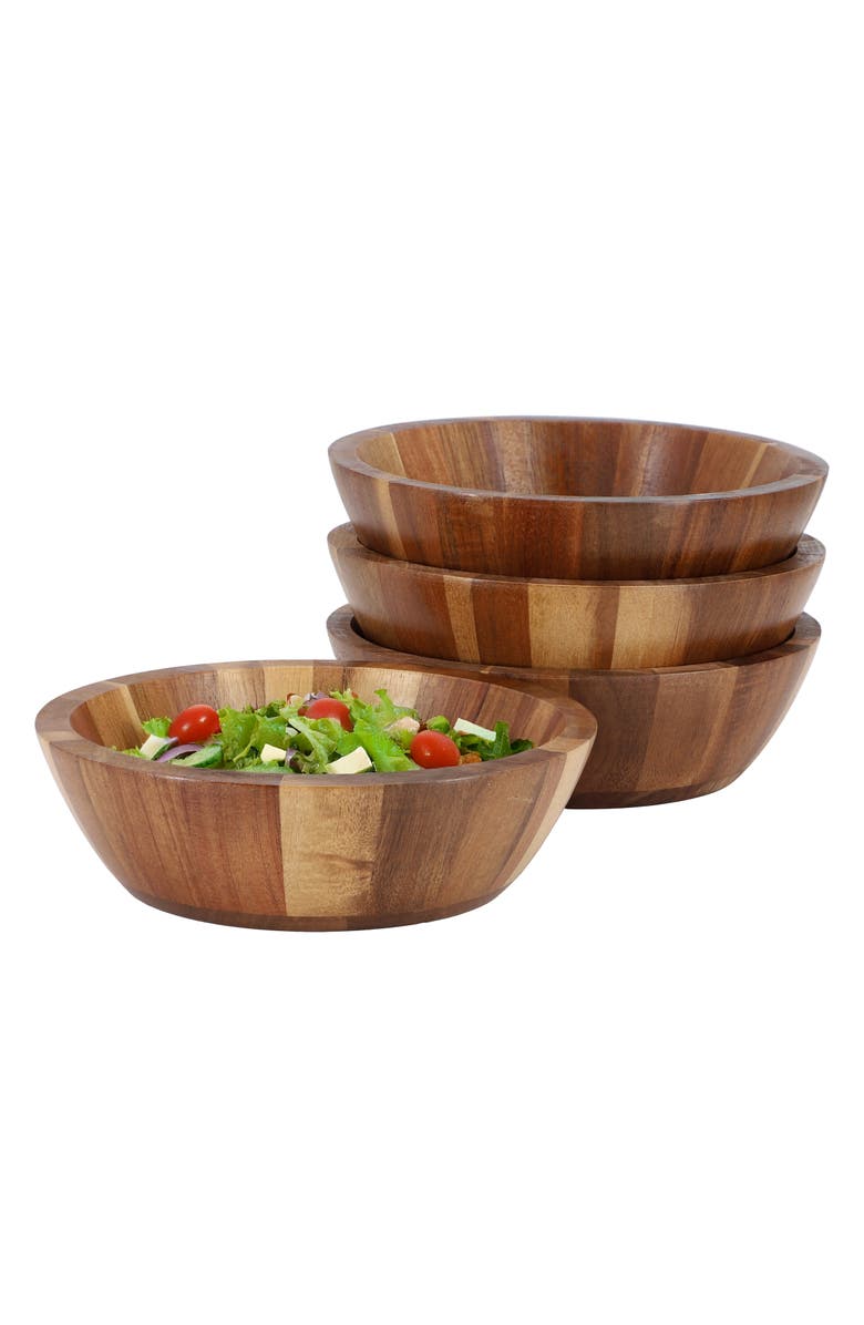 Megachef 4 Piece Acacia Wood 7 Inch Bowl Set, Main, color, Acacia