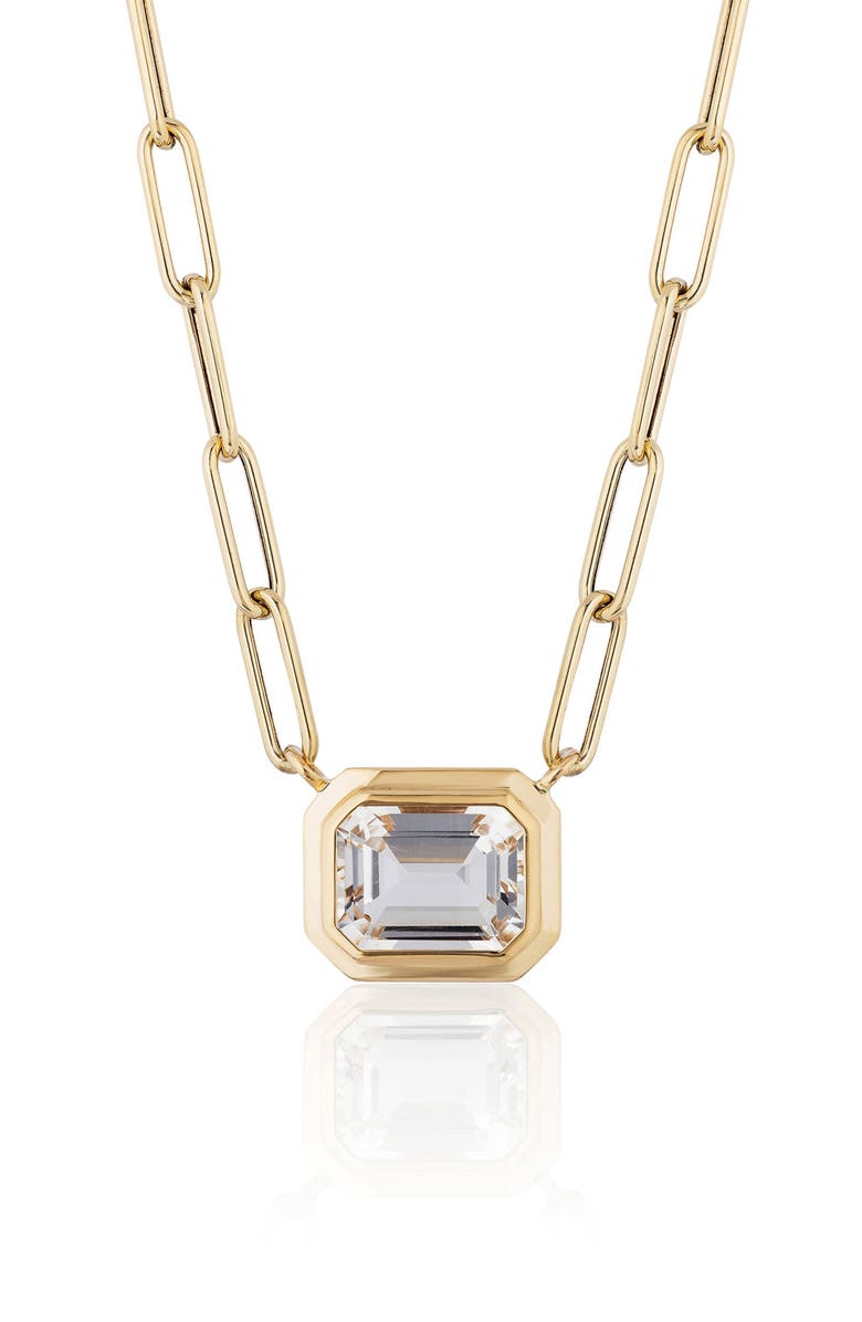 GOSHWARA Manhattan Emerald Cut Pendant Necklace, Main, color, Clear