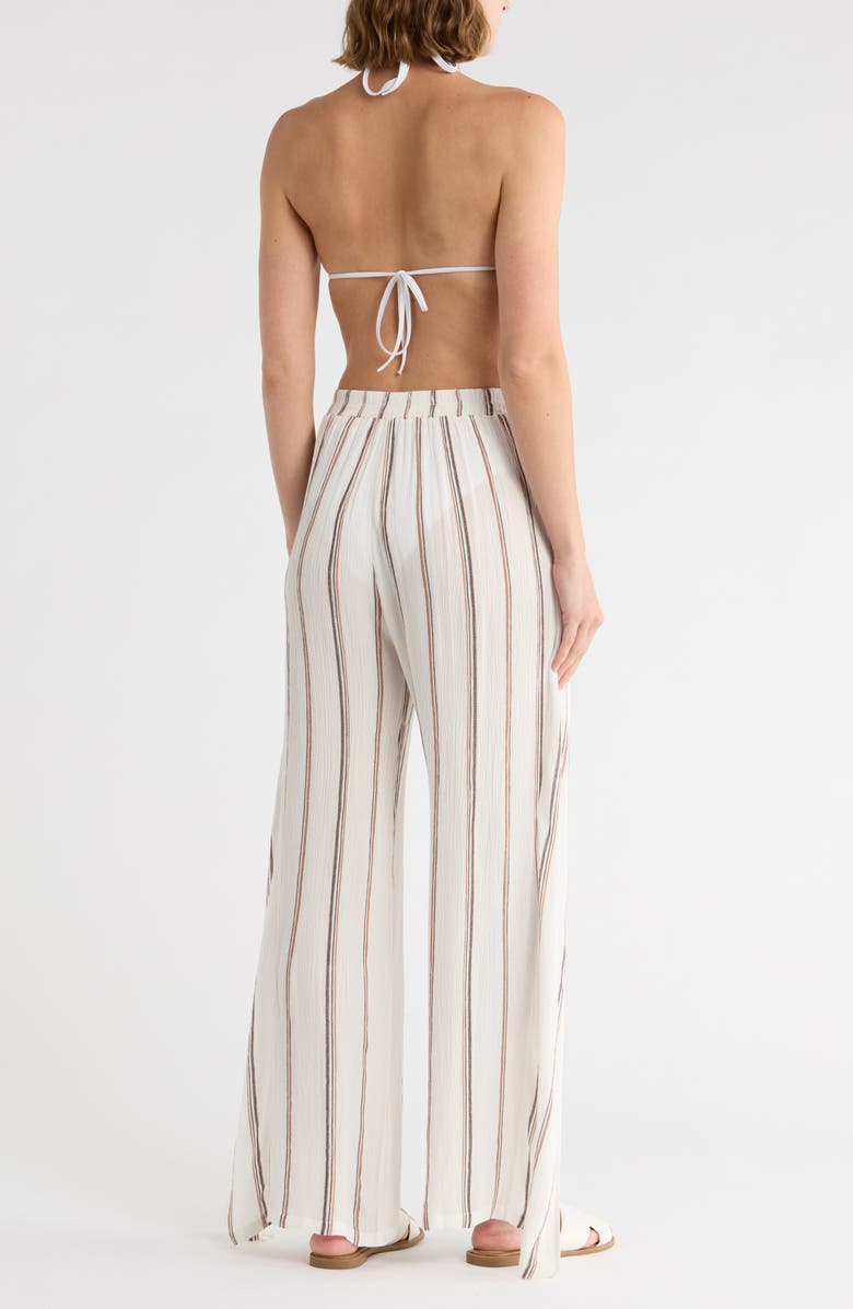 Elan Stripe Wrap Front Cover-Up Pants, Alternate, color, Natural Black Stripe