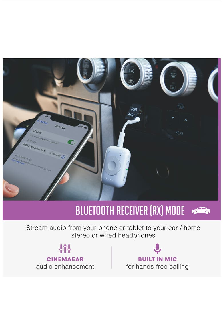 Connect Air Pro 2-in-1 Bluetooth Wireless Audio Transmitter & Receiver, Alternate, color, White