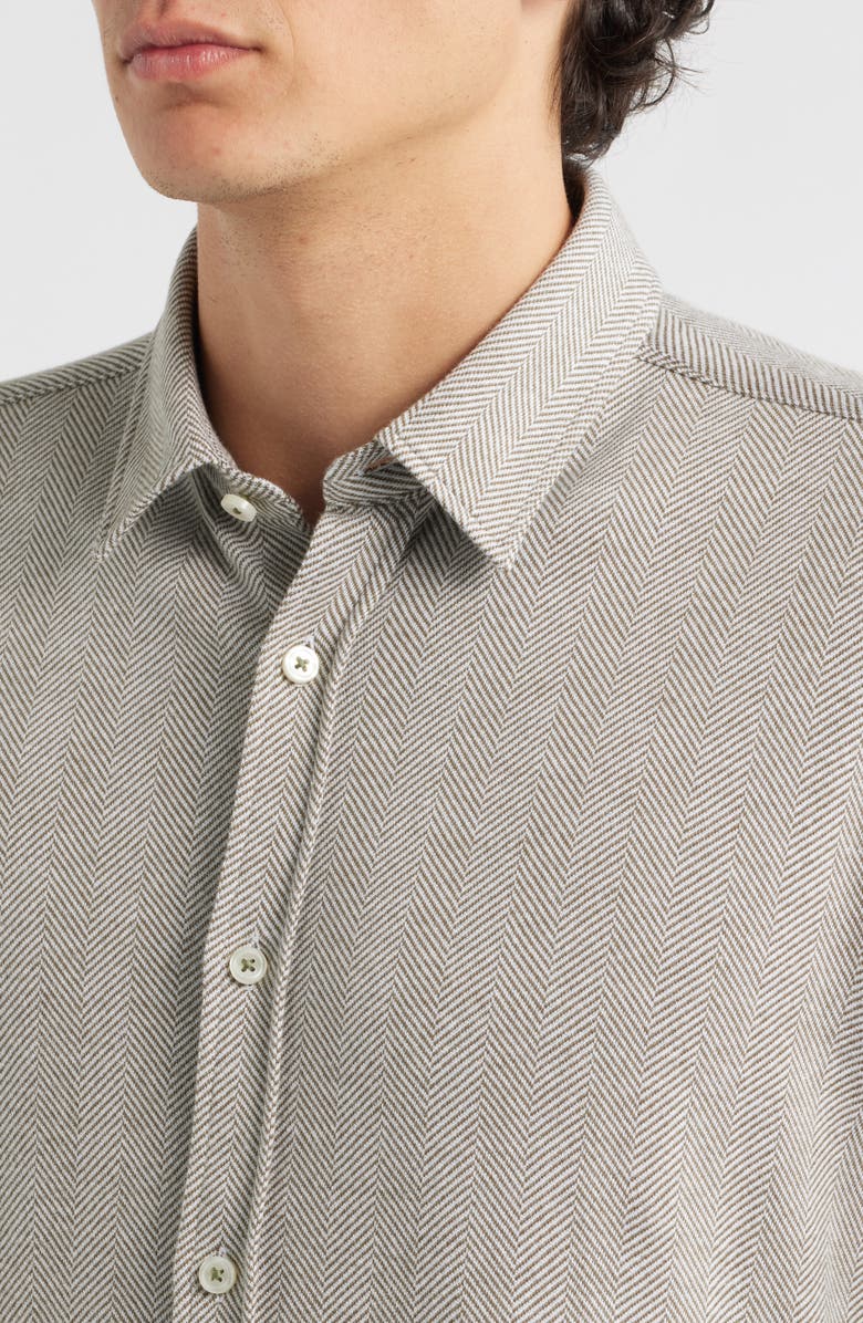 BOSS Roan Kent Cotton Button-Up Shirt, Alternate, color, Open Green