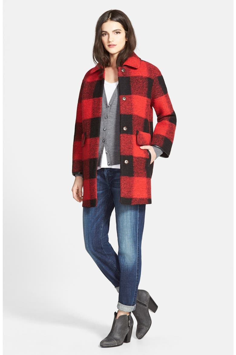 Buffalo Plaid Barn Coat, Alternate, color, RED/ BLACK PLAID