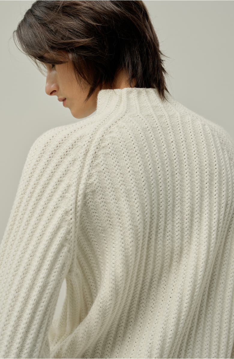 Lilysilk Pointelle Mock Neck Sweater, Alternate, color, White